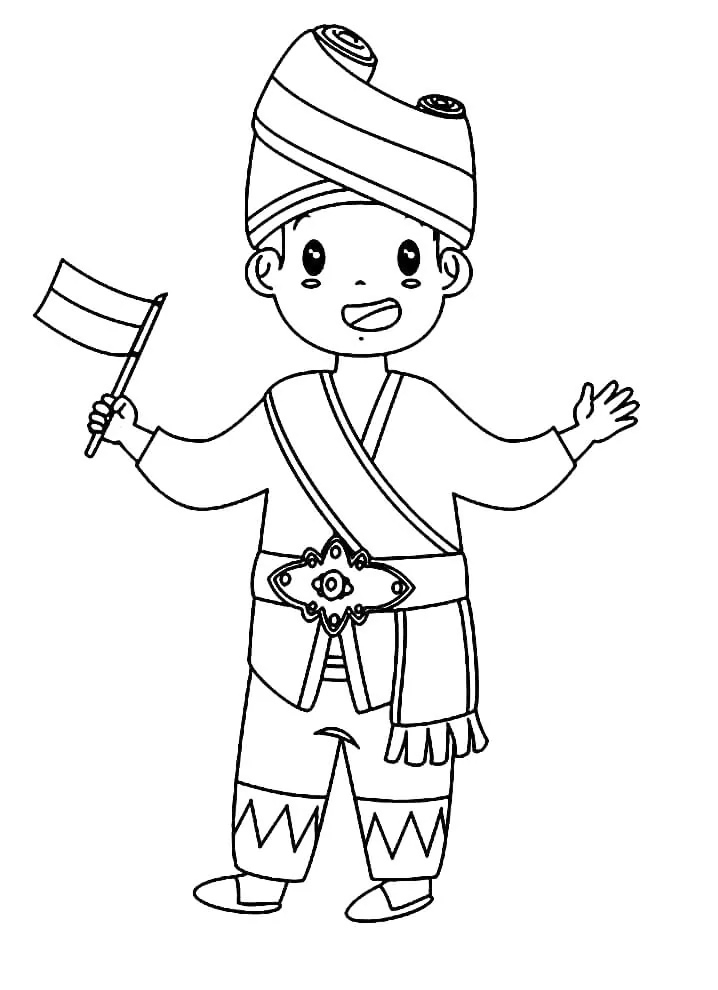 Boy From Indonesia Coloring Page