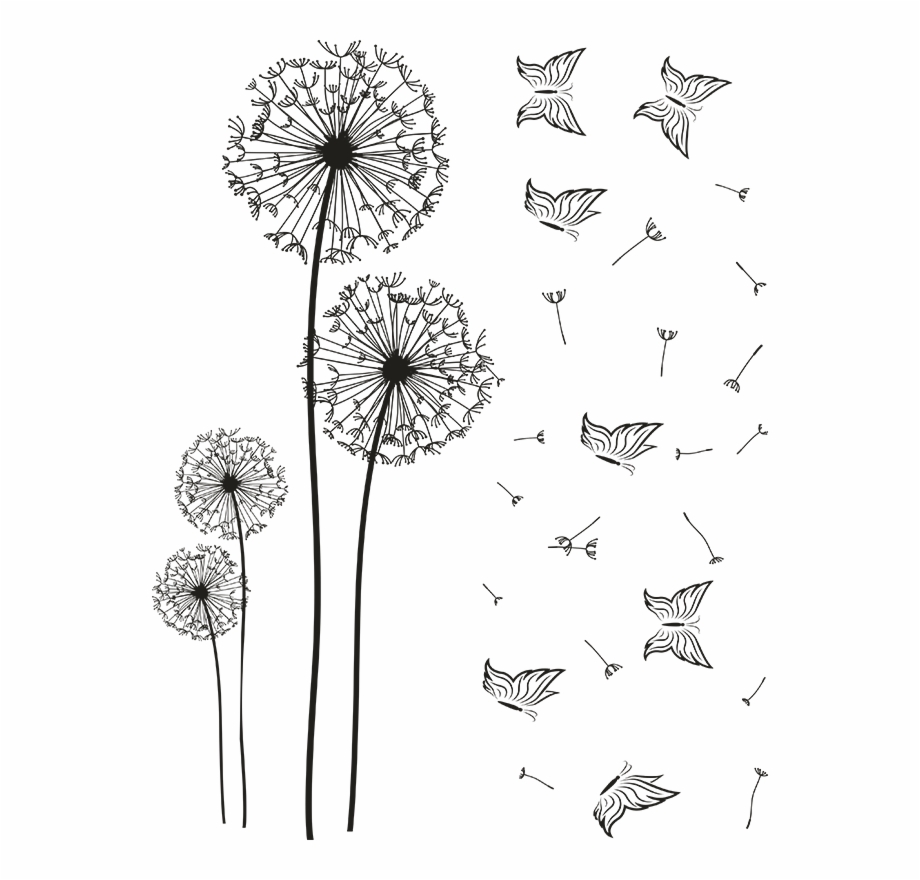 Dandelions And Butterflies Coloring Page