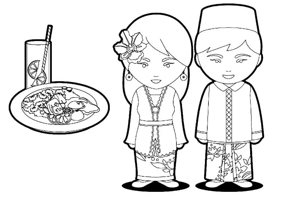 Food And People Of Indonesia Coloring Page