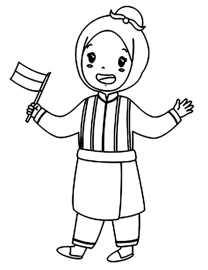 Girl From Indonesia Coloring Page