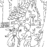 Hansel And Gretel Find The Candy House Coloring Page