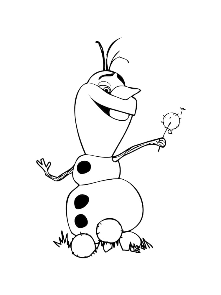 Olaf Loves Dandelions In Summer Coloring Page