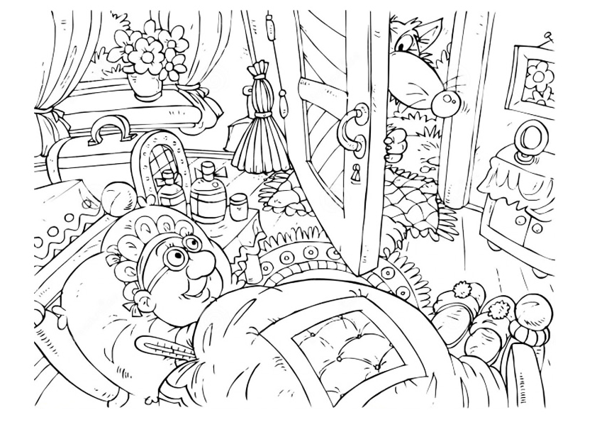 Red Riding Hood Wolf Coloring Page