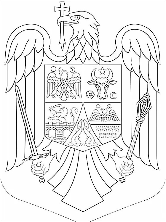 Romanian Coat Of Arms Coloring Page