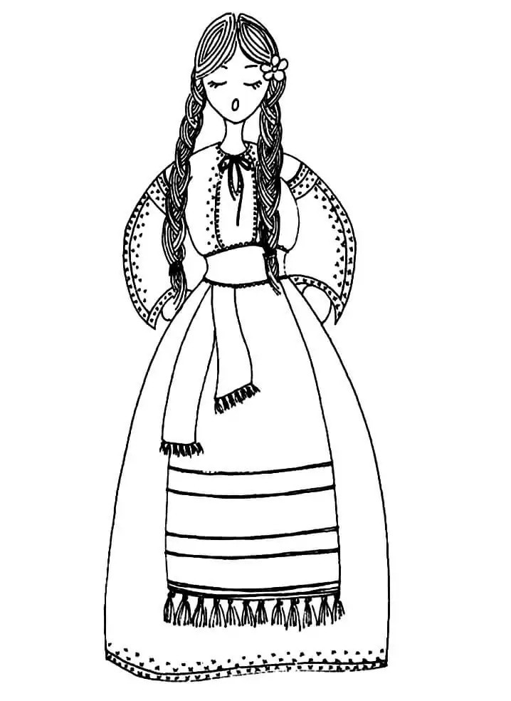 Romanian Woman Coloring Page