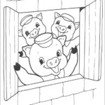 Three Little Happy Pigs Coloring Page