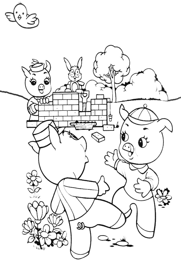 Three Little Pigs Brick House Coloring Page