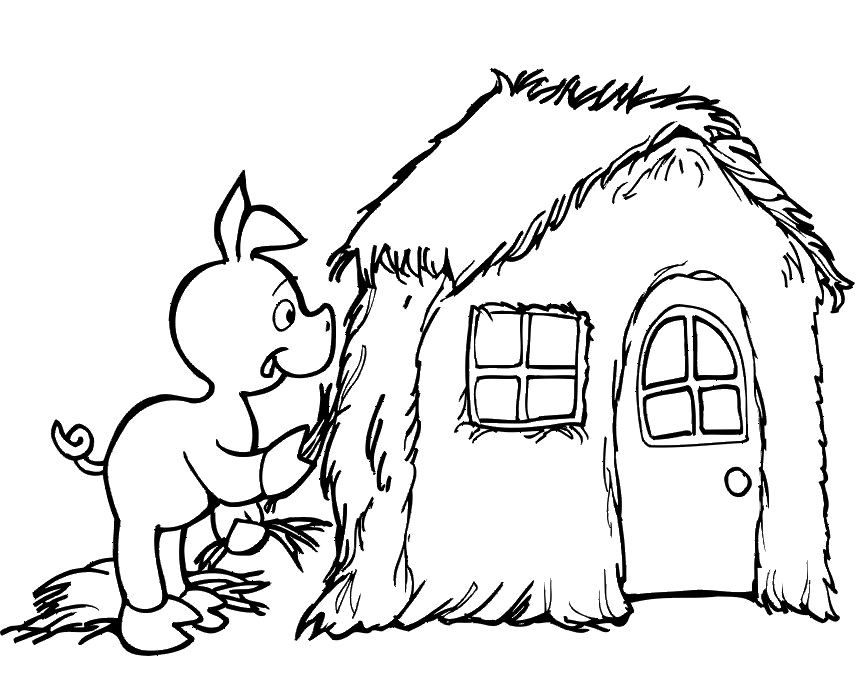 Three Little Pigs House Made Of Straw Coloring Page