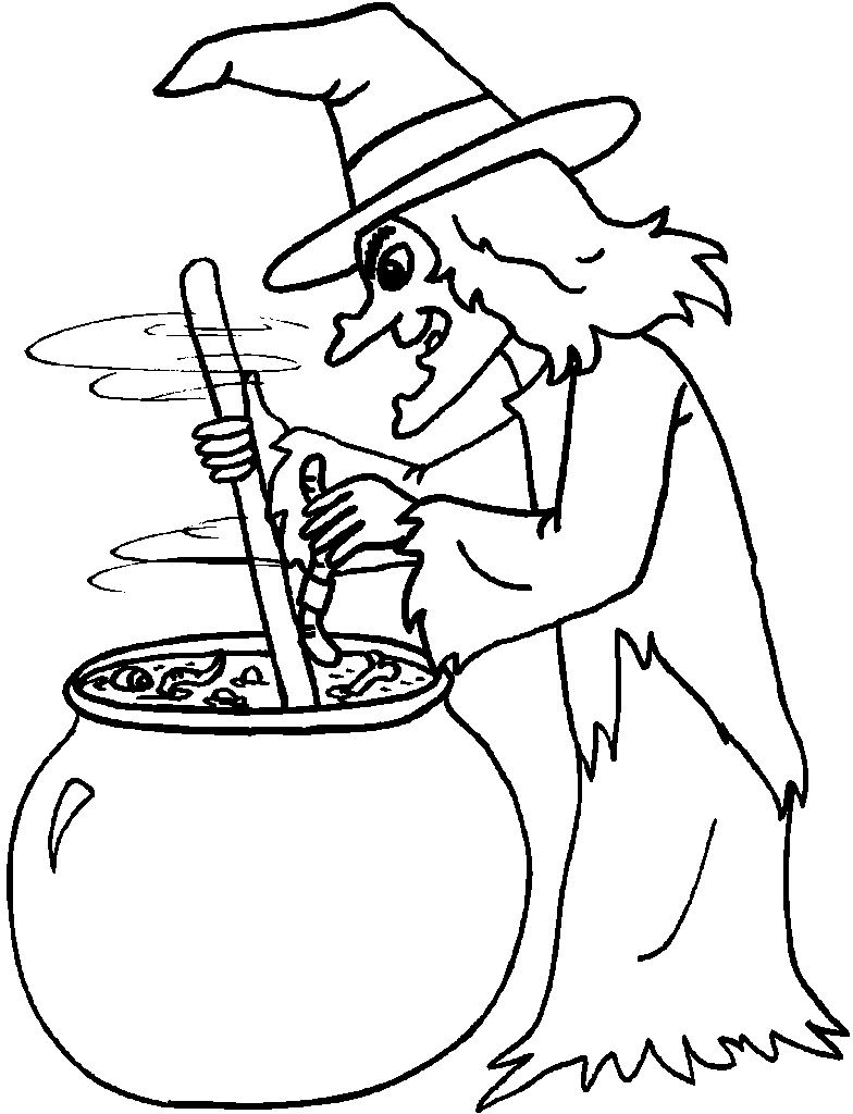 Witch Stirring Brew Coloring Page