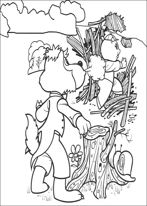 Wolf Blowing House Down Coloring Page