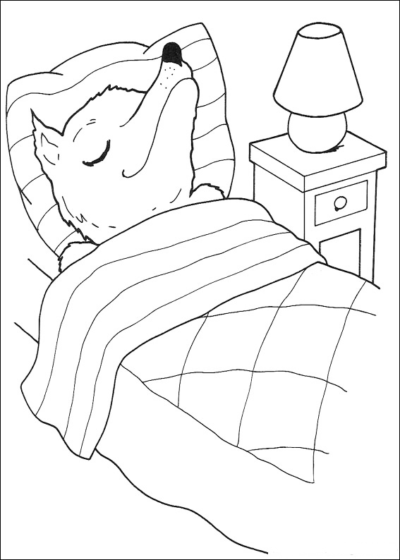 Wolf In Grandmas Bed Coloring Page