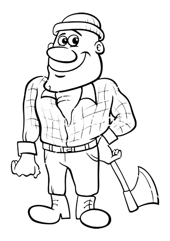 Woodcutter Hunter Coloring Page