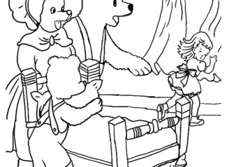 Bears Find Goldilocks Coloring Page