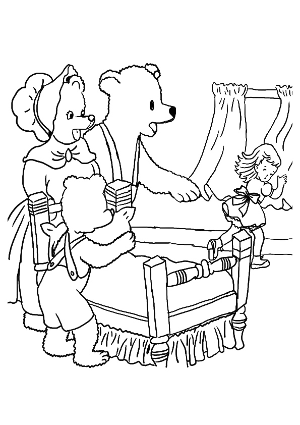 Bears Find Goldilocks Coloring Page