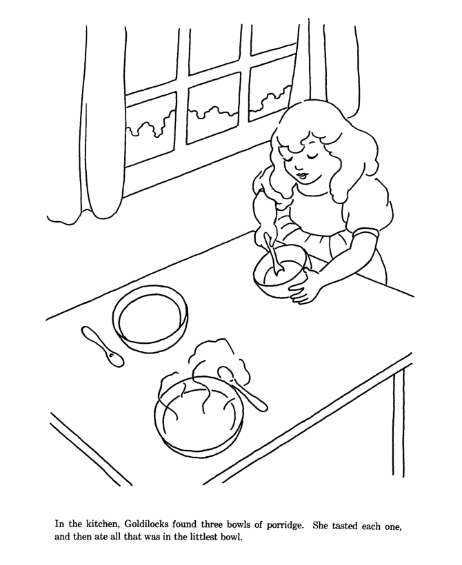 Goldilocks Eats Porridge Coloring Page