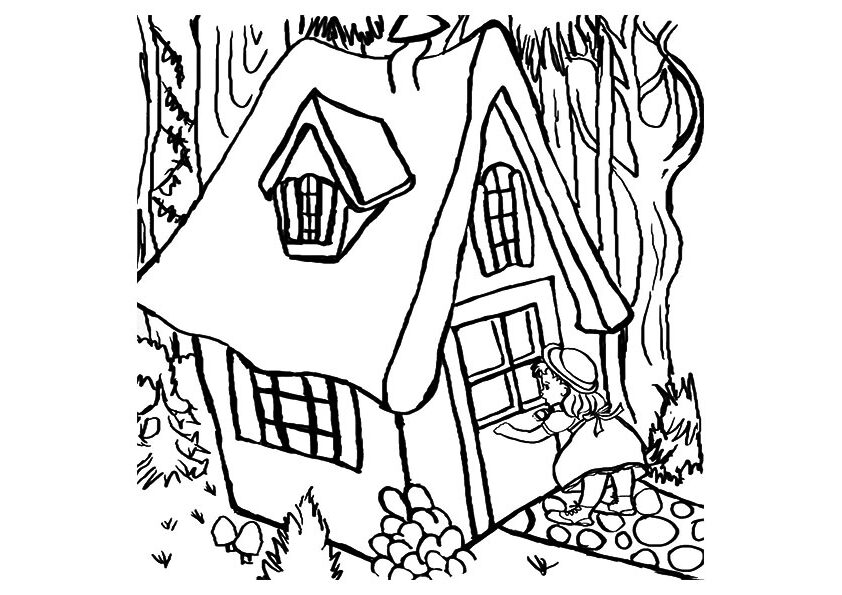 Golidlocks Finds The Three Bears House Coloring Page
