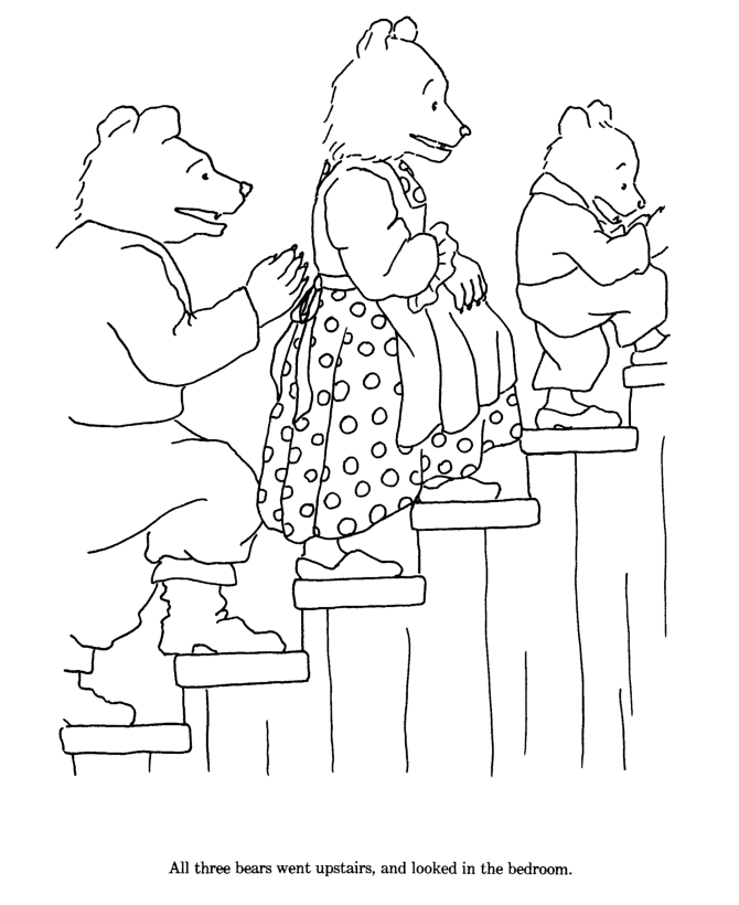 Three Bears Go Upstairs Coloring Page