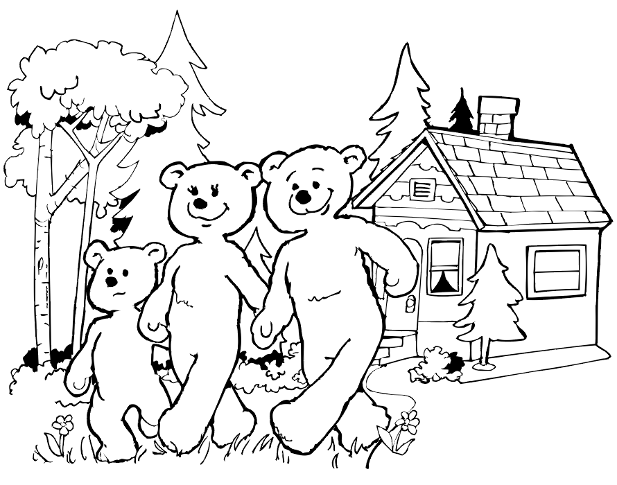 Three Bears Leave Home Coloring Page