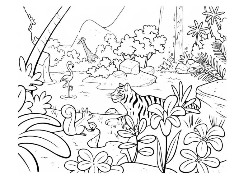 Amazon Rainforest Coloring Page - Animals In The Amazon Coloring Page 768x576 