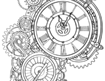 Steampunk Clock Coloring Page