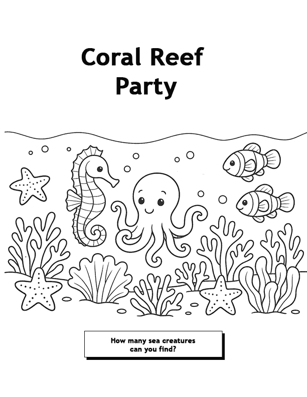 02 Coral Reef Party Coloring Page