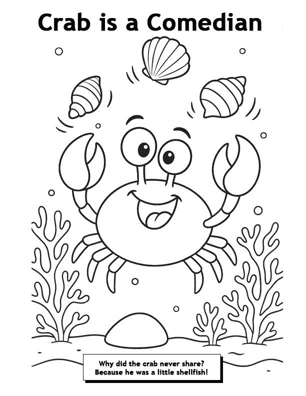03 Crab Comedian Coloring Page