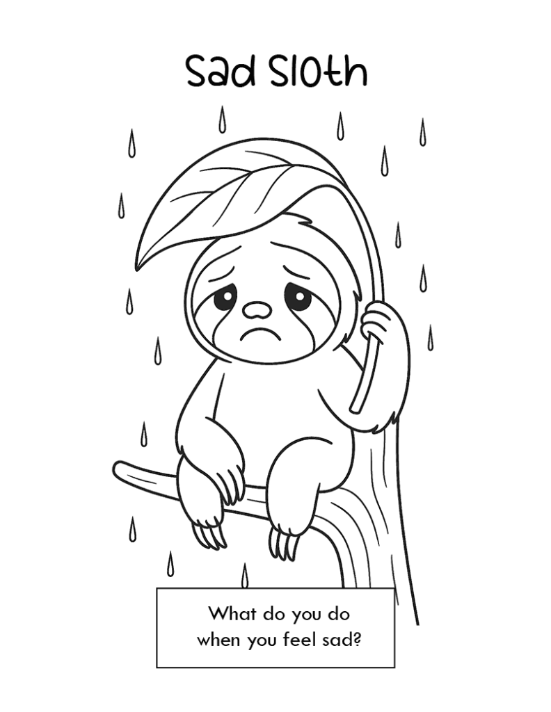 03 Sad Sloth Coloring Page
