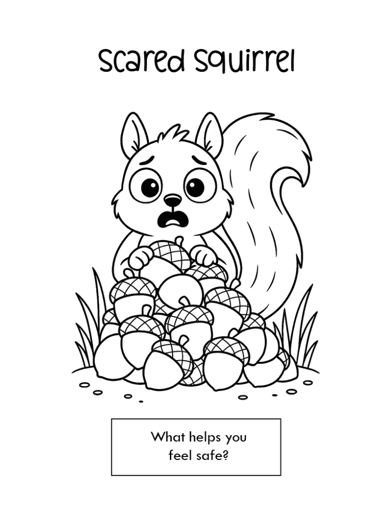 05 Scared Squirrel Coloring Page