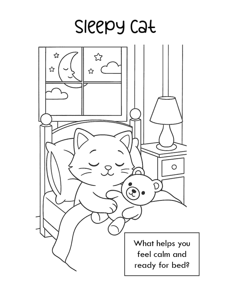 09 Sleepy Cat Coloring Page