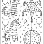 4 Party Pinatas Coloring Page