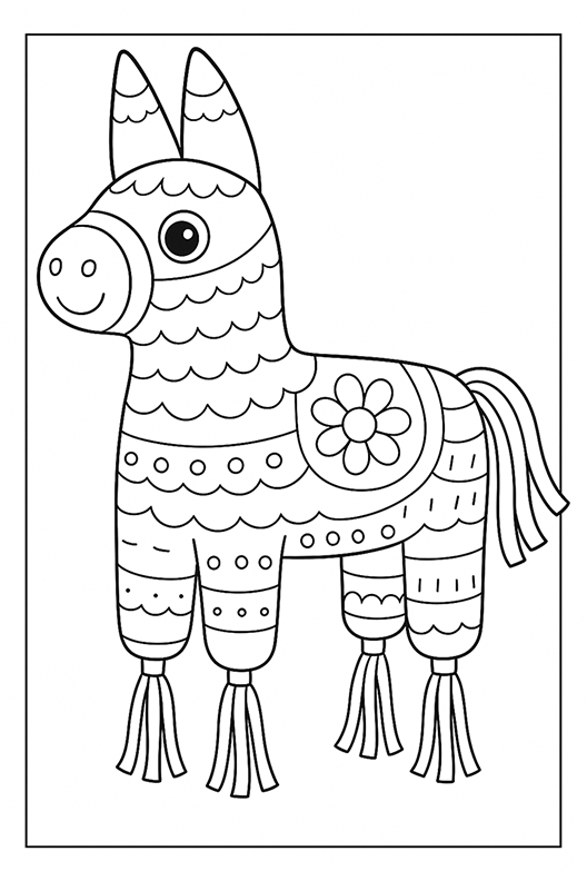 Donkey Pinata Coloring Page