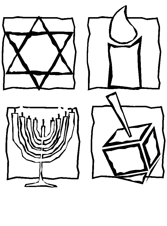 Dreidel Symbols Coloring Page