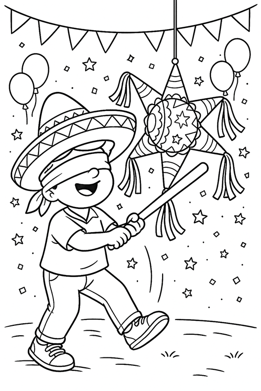 Fun Pinata Coloring Page