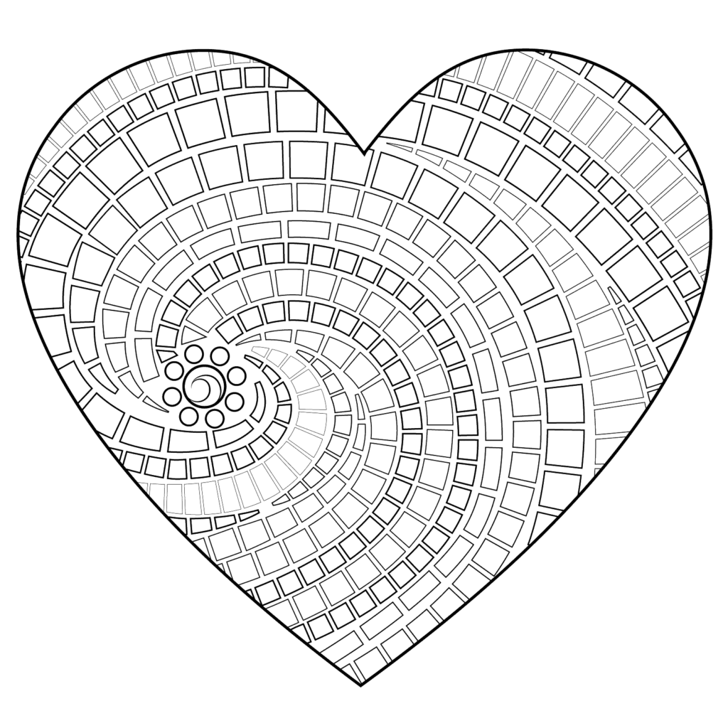 Mosaic Heart Coloring Page
