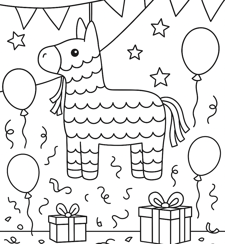 Party Pinata Coloring Page
