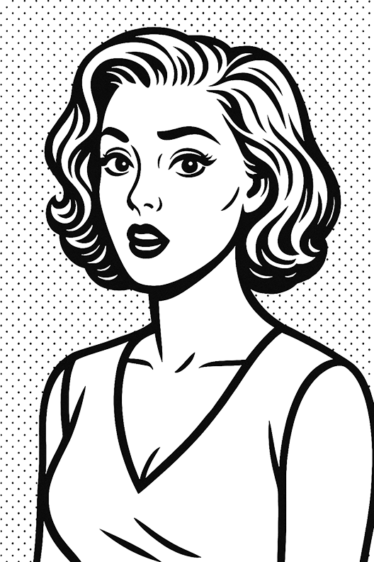 Pop Art 50s Female Coloring Page