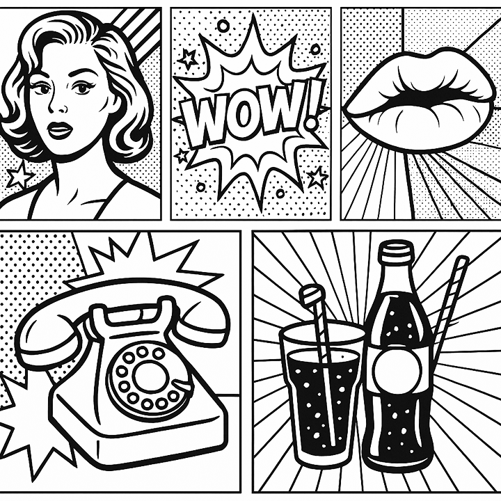 Pop Art Panels Coloring Page