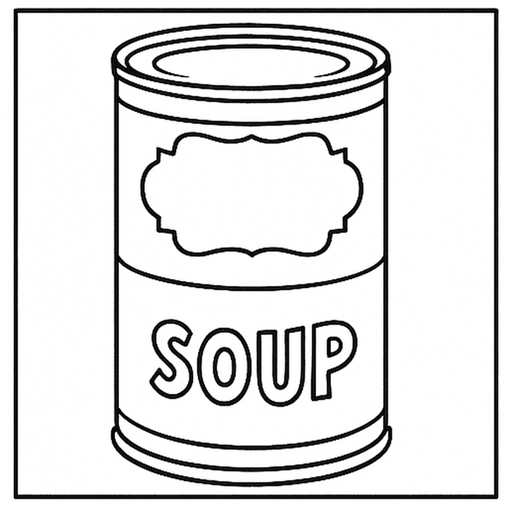 Pop Art Soup Can Coloring Page