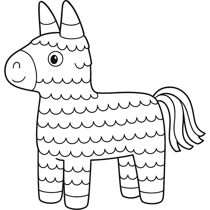 Simple Pinata Coloring Page