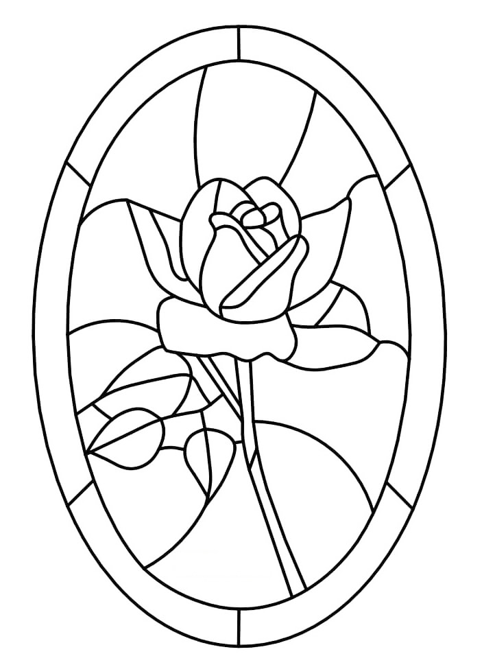 Stained Glass Rose Coloring Page
