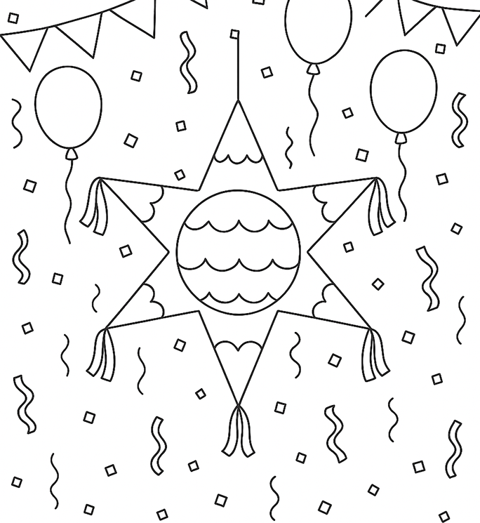 Star Pinata Coloring Page