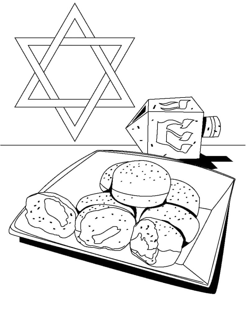 Star And Dreidel Coloring Page