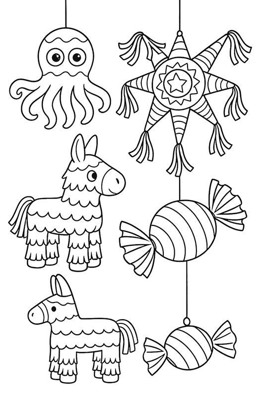 Types Of Pinatas Coloring Page