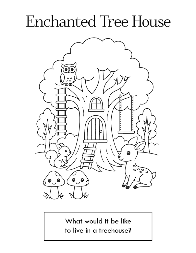 Enchanted Tree House Coloring Page