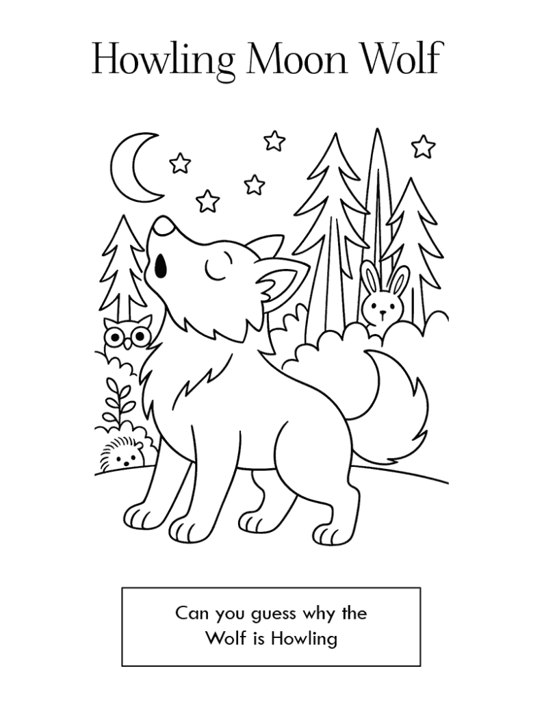 Howling Moon Wolf Coloring Page