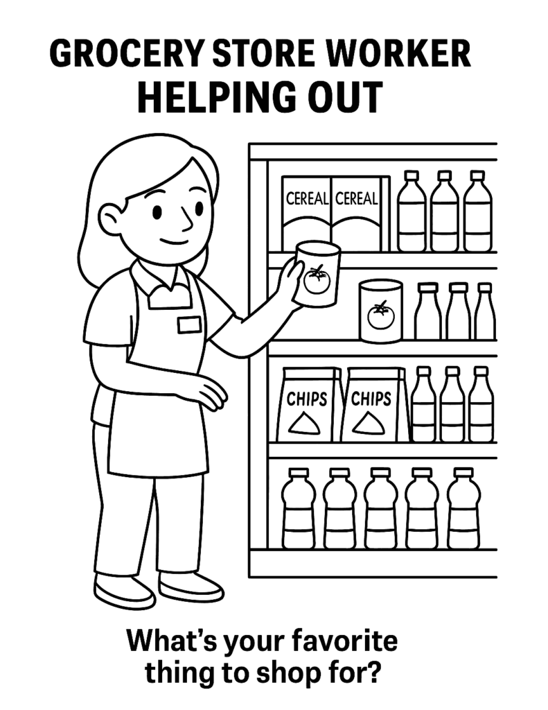 Grocery Worker Coloring Page
