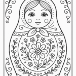 Pretty Nesting Doll For Coloring