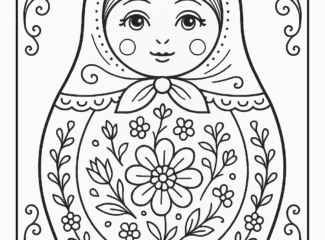 Pretty Nesting Doll For Coloring