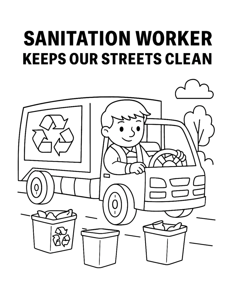 Sanitation Worker Coloring Page