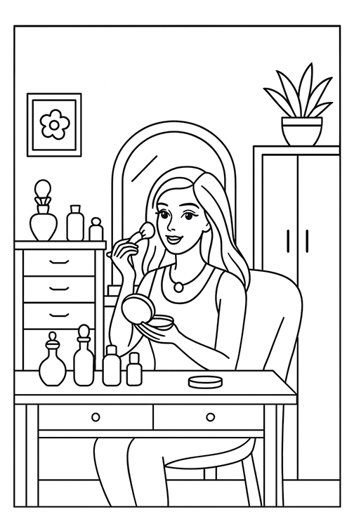 Barbie Makeup Coloring Page